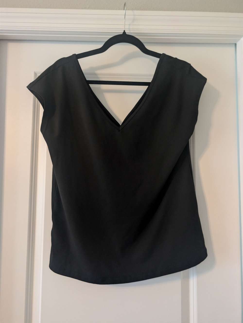 Classic Black V-Neck Cap Sleeve Top